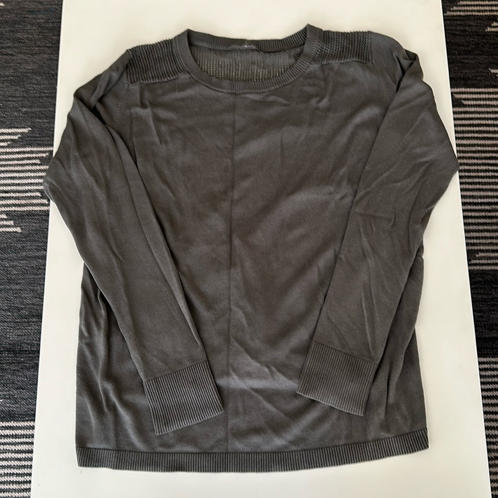 Lululemon olive sweater with open back, size 12